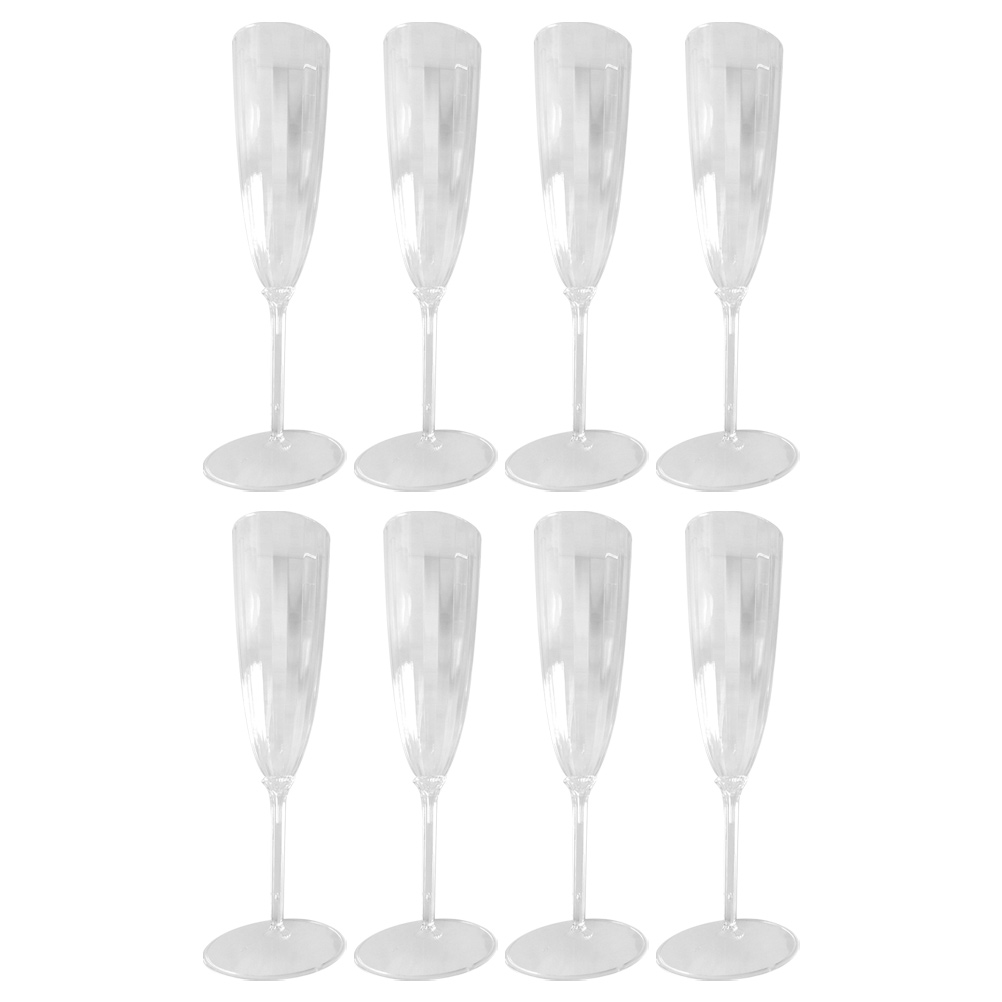 Gymnture 8Pcs Plastic Champagne Flutes for Wedding and Party (Clear, 180ml)